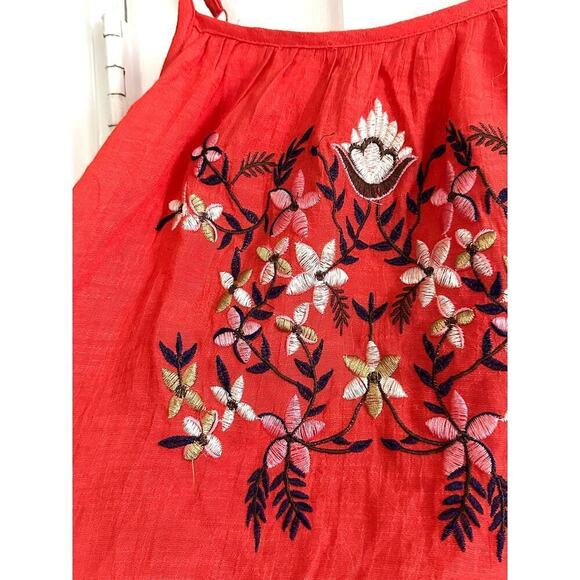 J GEE Embroidered Boho Wide-Leg Cropped Jumpsuit Poppy Coral - Sz Small - NWT - Picture 2 of 6
